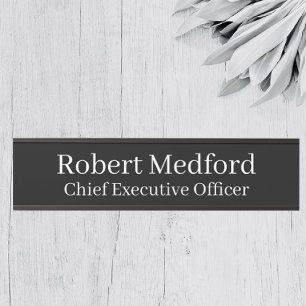 Placa de nome de porta de travamento preto e branc