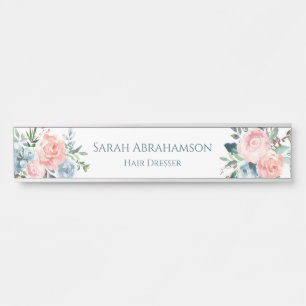 Placa de Nome de Porta Floral Rosas