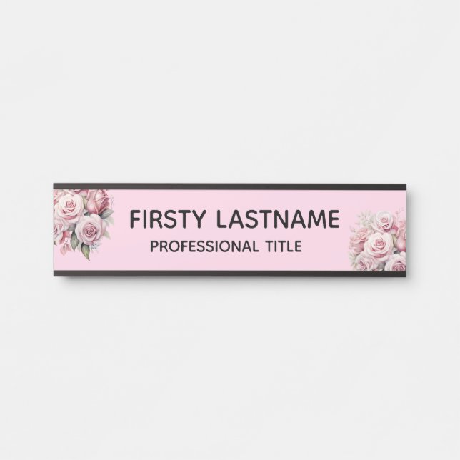 Placa de Nome de Rosas Florais para Porta de Escri (Frente)