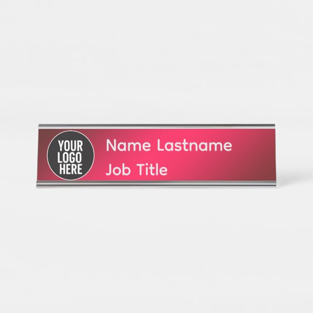 Placa de Nome para Mesa com Logotipo Editável (Frente)