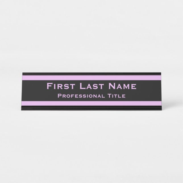 Placa de Nome para Mesa Moderna Roxo Lavanda (Frente)