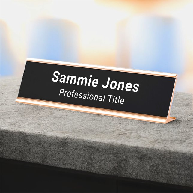 Placa de Nome para Mesa Preta para Funcionários de (MISOOK Black Name Plate with Job Title)