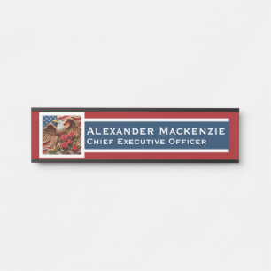 Placa de Nome para Porta com Bandeira Americana pa