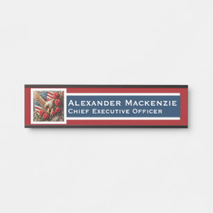 Placa de Nome para Porta com Bandeira Americana pa