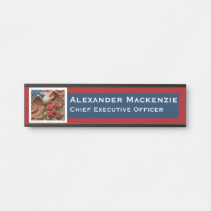 Placa de Nome para Porta com Bandeira Americana pa