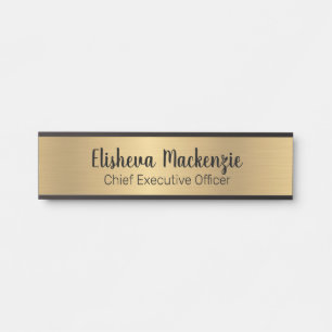 Placa de Nome para Porta de Escritório em Ouro Fal