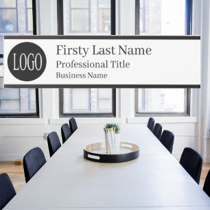 Placa de Nome para Porta de Escritório Logo Branco