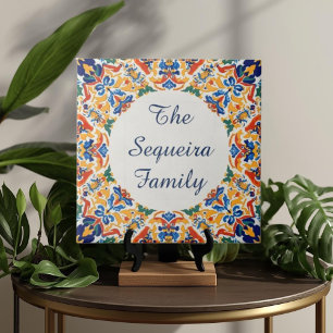 Placa de Nome Personalizada Azulejo Colorido