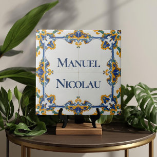 Placa de Nome Personalizada Colorida Azulejo 