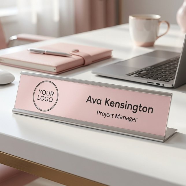 Placa de nome personalizada para mesa com logotipo (Criador carregado)
