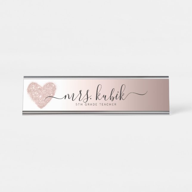 Placa de Nome Personalizado da Mesa Glitter Dourad (Frente)
