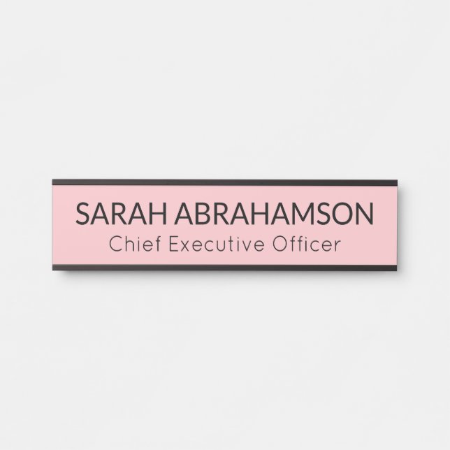 Placa de Nome Rosa Simples - Placa para Porta (Frente)