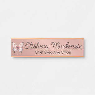 Placa de Nome Sinal de Porta de Escritório em Rose