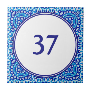Placa de número da Casa Branca e Azul do Mediterrâ