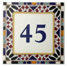 Placa de Número da Casa Mosaica Mediterrânica
