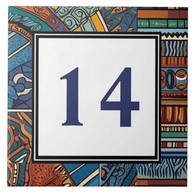 Placa de Número de Casa Abstrato Azul Moderna (Frente)