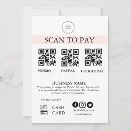 Placa de Pagamento por QR Code Scan to Pay Sinal d