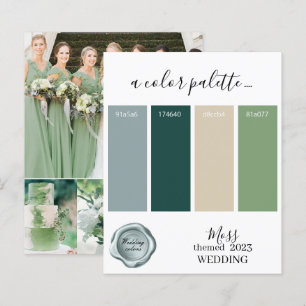 Placa de Paleta de Cores de Casamento Moss 2023