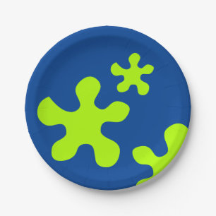 placa de papel azul eslimosa verde, pratos