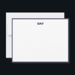 Placa de Papel de carta do marinho Classic Mens<br><div class="desc">Marinho trim papel de carta card para uma aparência minimalista, mas clássica. A borda pode ser alterada na seção personalizar.</div>
