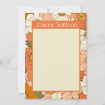 Placa de Papel Vertical 3x7, Placa Floral Laranja