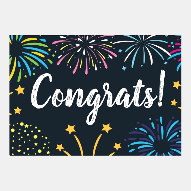 Placa de Parabéns com Fireworks (Frente)