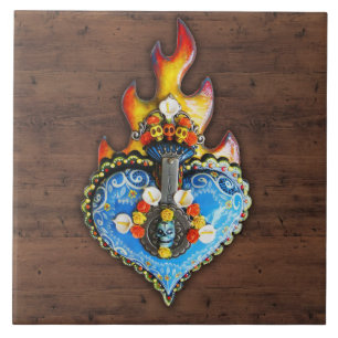 Placa de Parede Ornada Sagrado Coração Flamejante