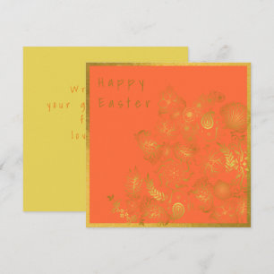 Placa de Páscoa Floral Dourada Clássica Laranja