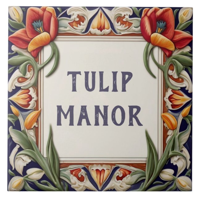 Placa de Placa com Nome Personalizado Floral do ri (Frente)