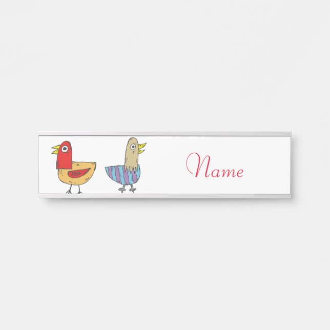 Placa De Porta 4 Aves Engraçadas Thunder_Cove (Frente)