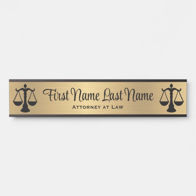 Placa De Porta Advogado da Porta da Lei Assina Advogado Dourado N (Frente)