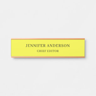 Placa De Porta Amarelo Limão Profissional Moderno Simples Minimal