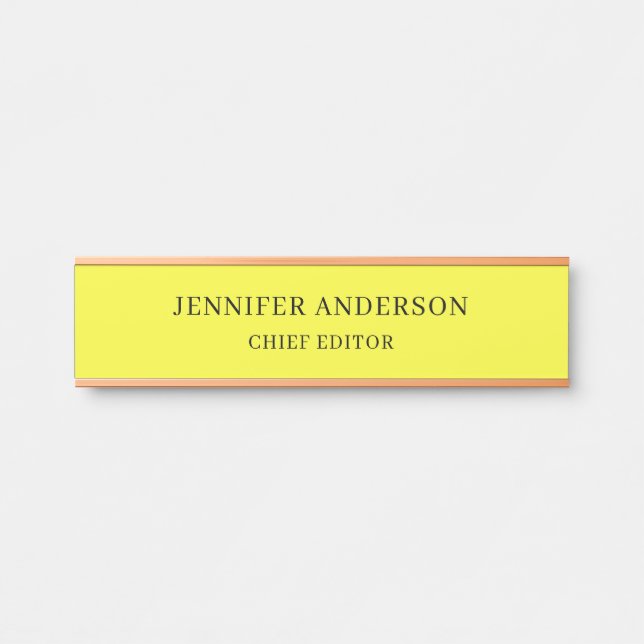 Placa De Porta Amarelo Limão Profissional Moderno Simples Minimal (Frente)