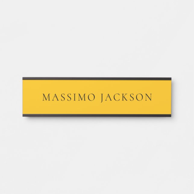 Placa De Porta Amber Yellow Minimalist Plain Modern Aesthetic (Frente)