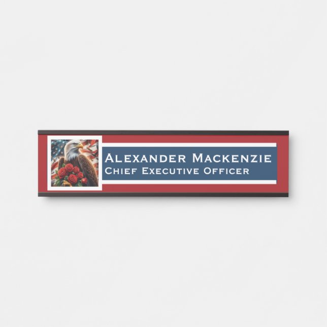 Placa De Porta American Flag Door Sign Signs Office Name Plate (Frente)