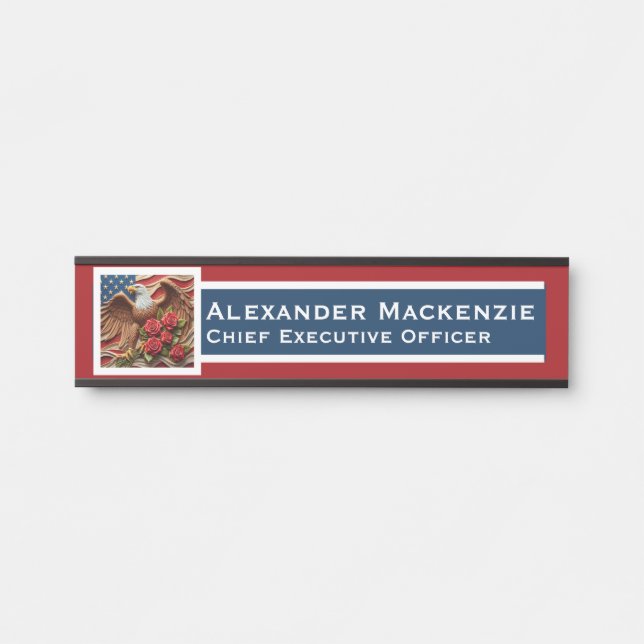 Placa De Porta American Flag Door Sign Signs Office Name Plate (Frente)