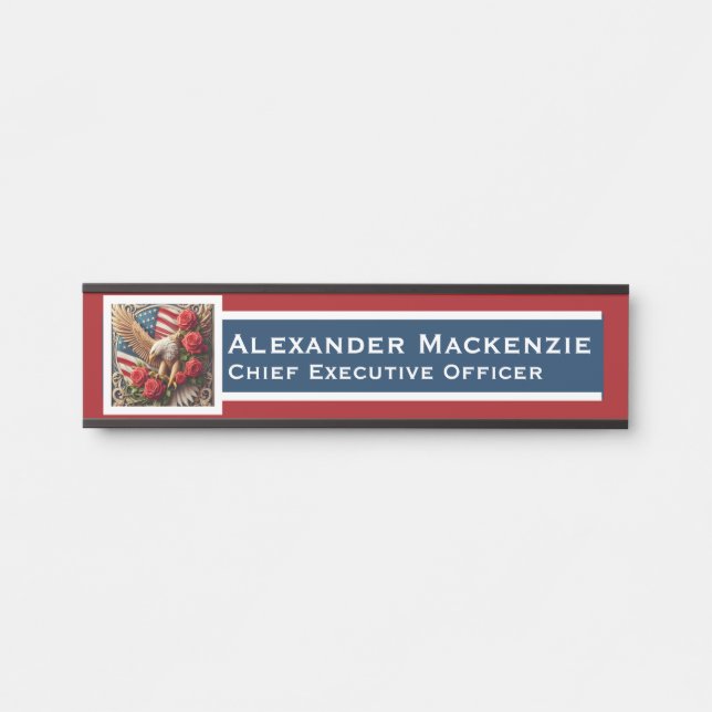Placa De Porta American Flag Door Sign Signs Office Name Plate (Frente)