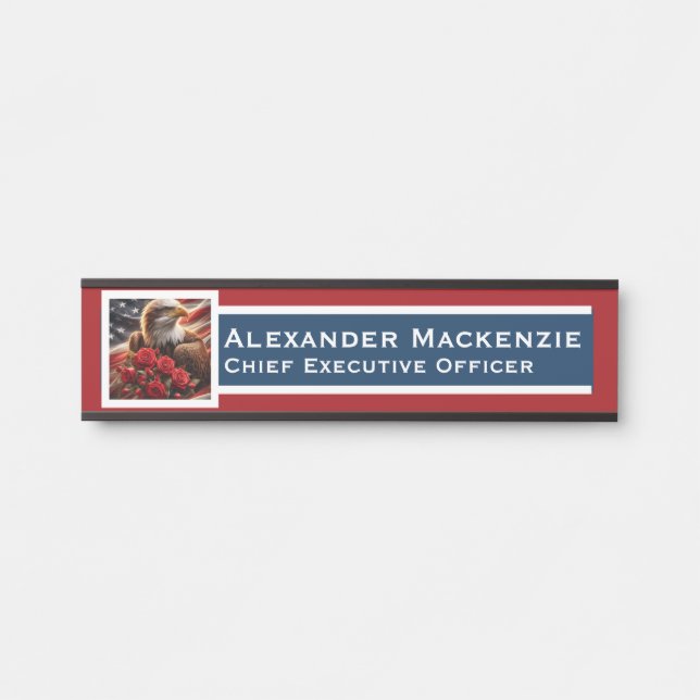 Placa De Porta American Flag Door Sign Signs Office Name Plate (Frente)