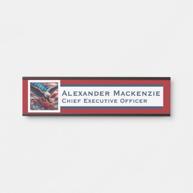 Placa De Porta American Flag Door Sign Signs Office Name Plate (Frente)