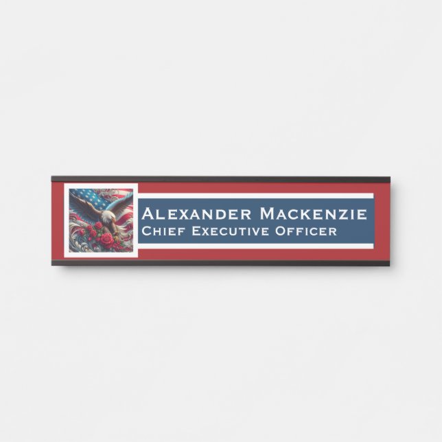 Placa De Porta American Flag Door Sign Signs Office Name Plate (Frente)