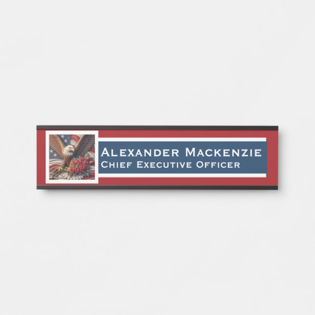 Placa De Porta American Flag Door Sign Signs Office Name Plate (Frente)