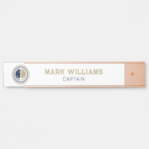 Placa De Porta Âncora náutica azul e dourada