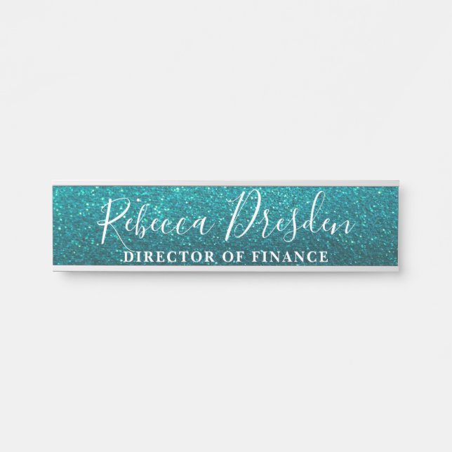 Placa De Porta Aqua Glitter Professional Office Chefe Executivo (Frente)