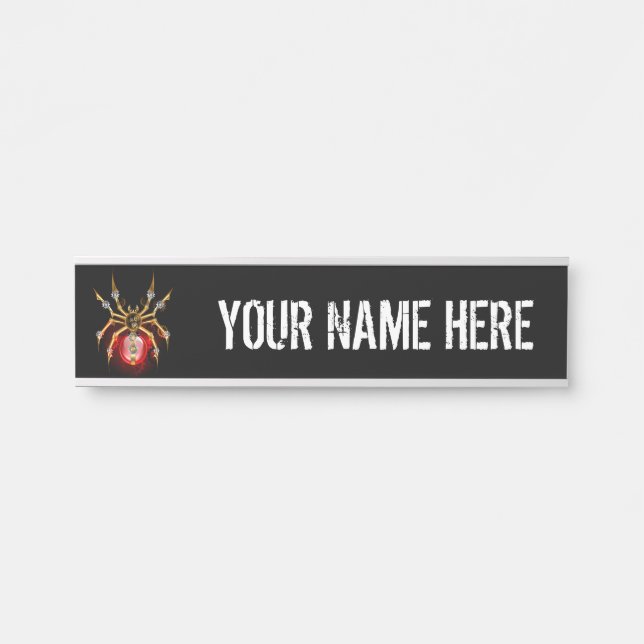 Placa De Porta Aranha-do-galo em preto (Frente)