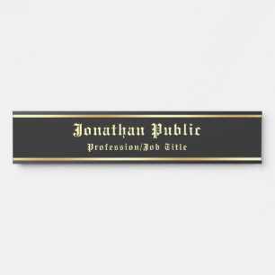 Placa De Porta Aspecto Nostálgico Clássico Preto Dourado Manusc