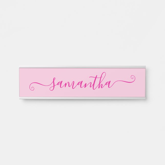 Placa De Porta Assinatura Fofo Rosa Quente (Frente)