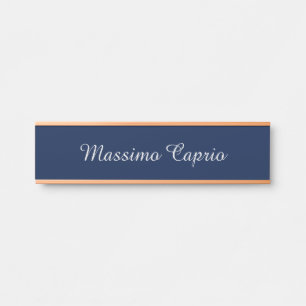 Placa De Porta Azul Escuro Elegante Casual Nome Próprio Manuscrit