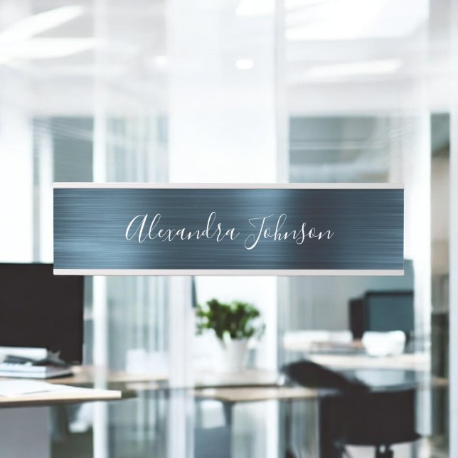 Placa De Porta Azul Folha Metálica Moderna Empresa Elegante (Criador carregado)