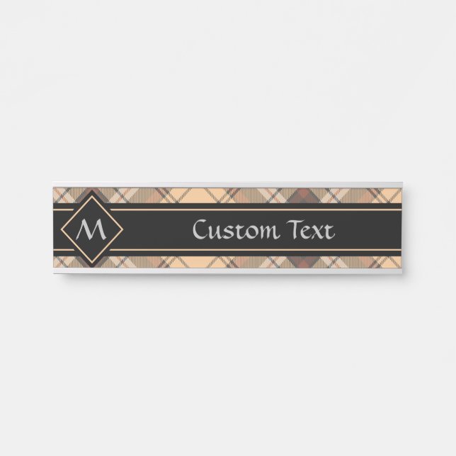 Placa De Porta Beige e Brown Tartan (Frente)