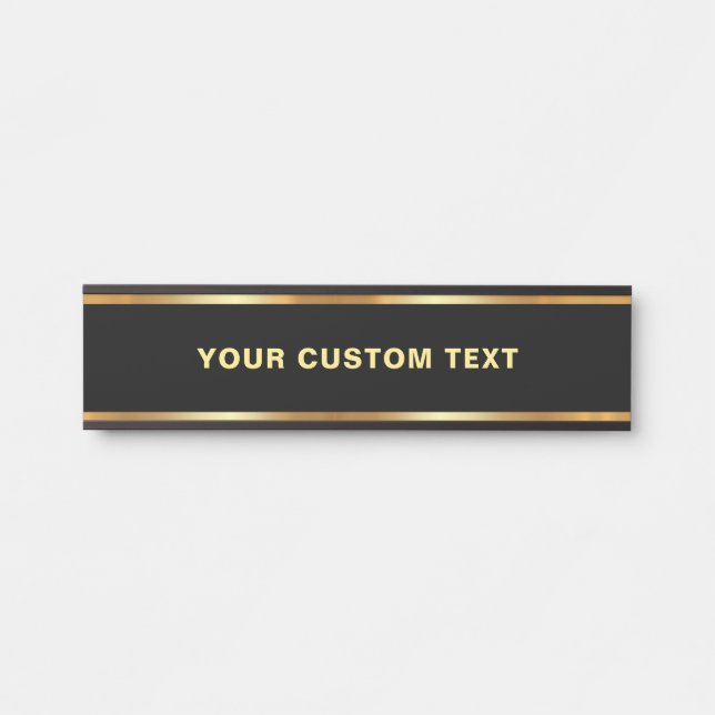 Placa De Porta Black And Gold Template Elegant Your Custom Text (Frente)